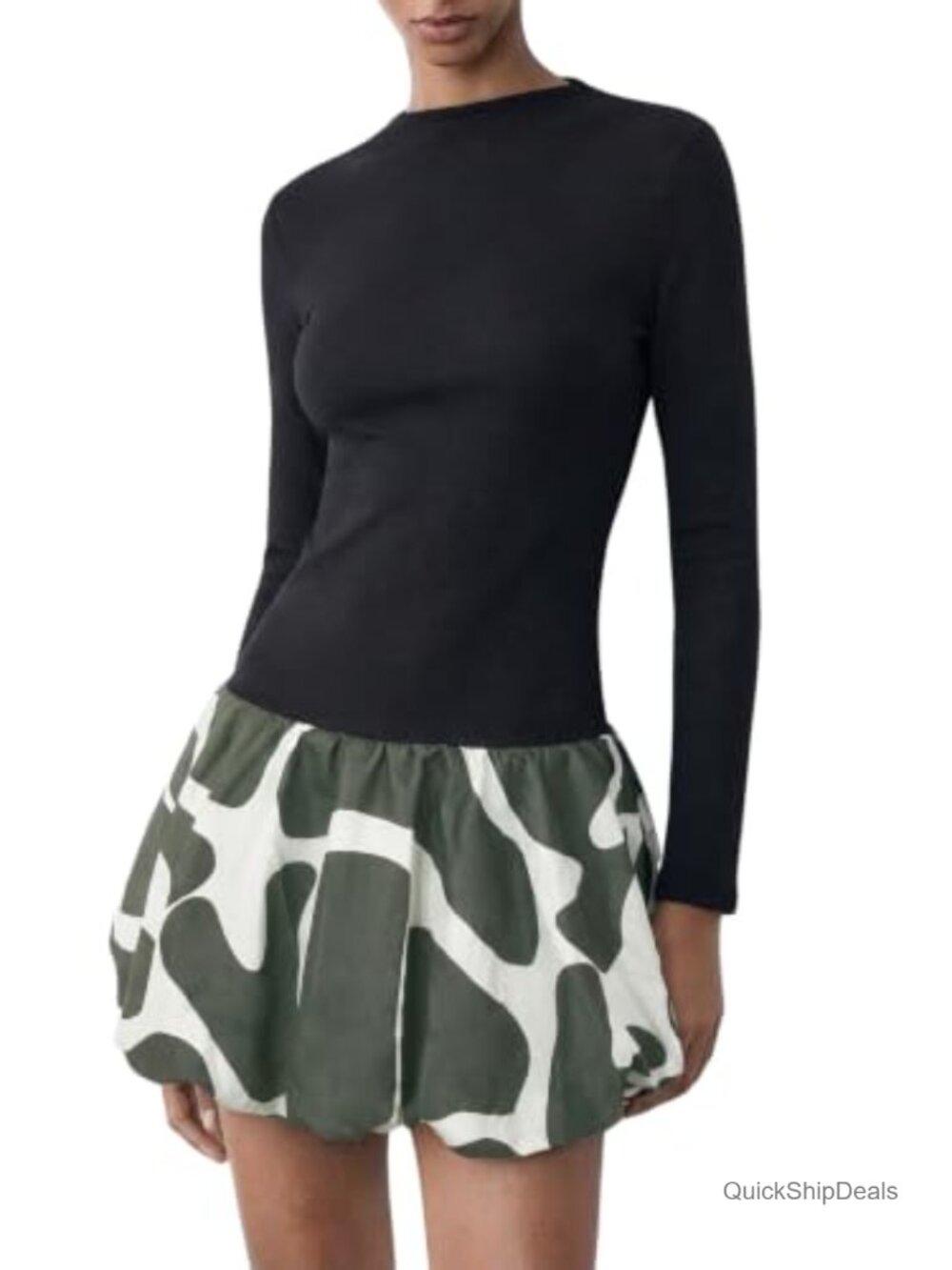 Imily Bela Mock Neck Long Sleeve Bubble Hem Sweater Dress